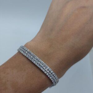 14K Gold 5.16 Ct 3 Row Lab Grown Diamond Tennis Bracelet